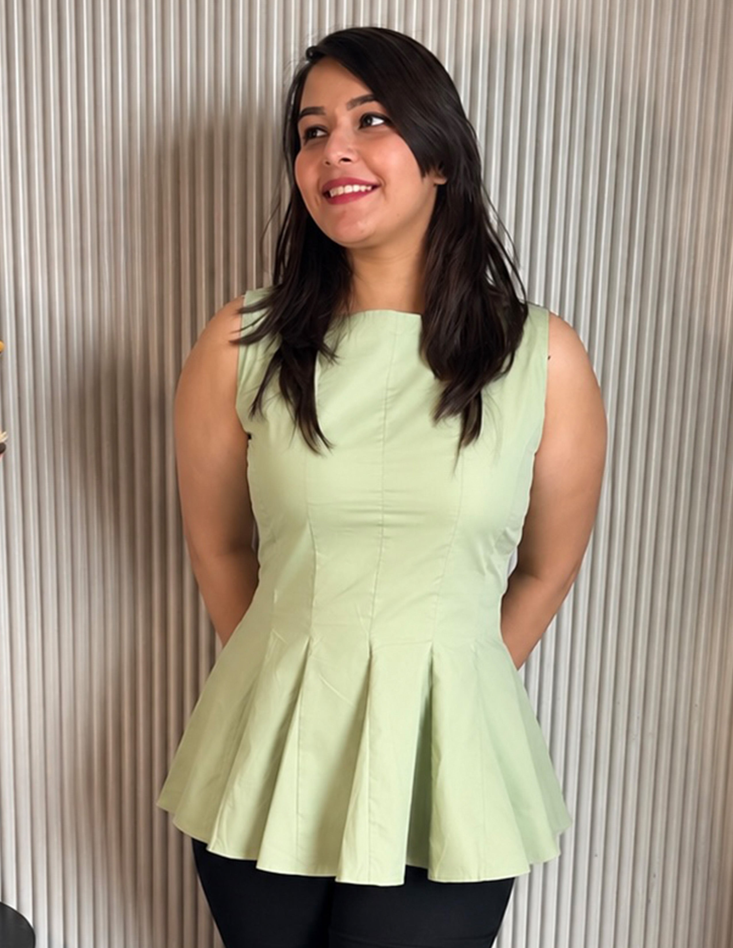 Sage Peplum Top